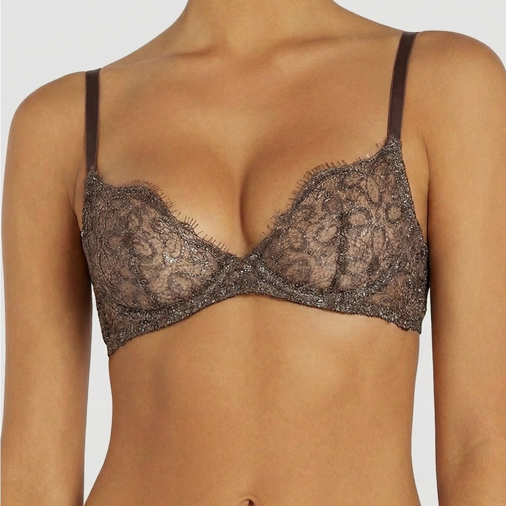 *NWT* Myla Rosemoor Street Brown Exquisite Silk Lace Bra *Brand new w/ tags* 32B